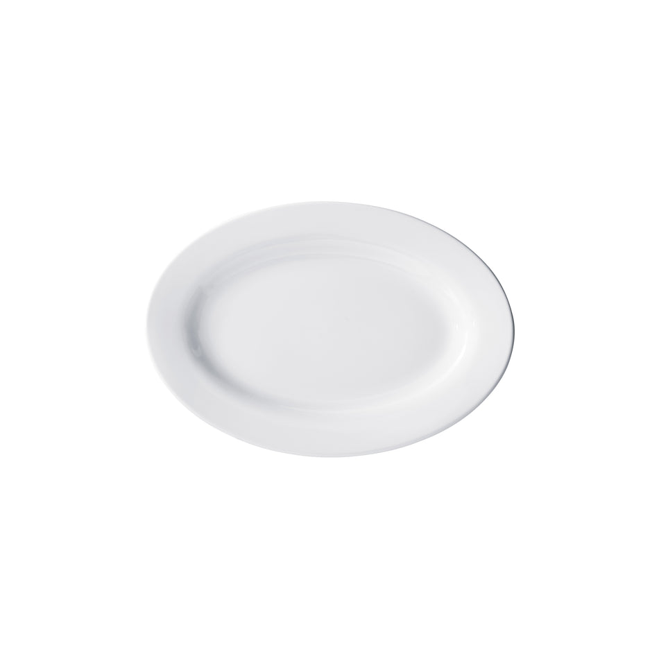 Winco BPO-13 Birkhall Oval Platter With Rolled Edge, 13"L, White Porcelain, 12 Pieces/Case