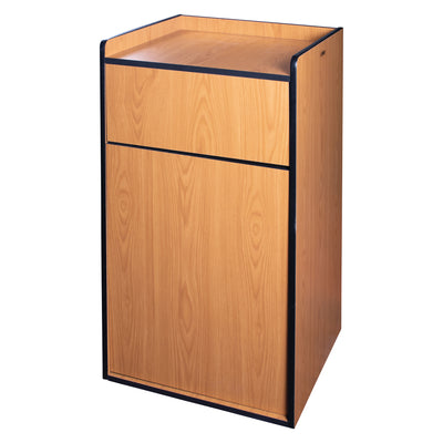 Winco WR-35 23-3/4 Inch Wood Waste Receptacle with Tray Top