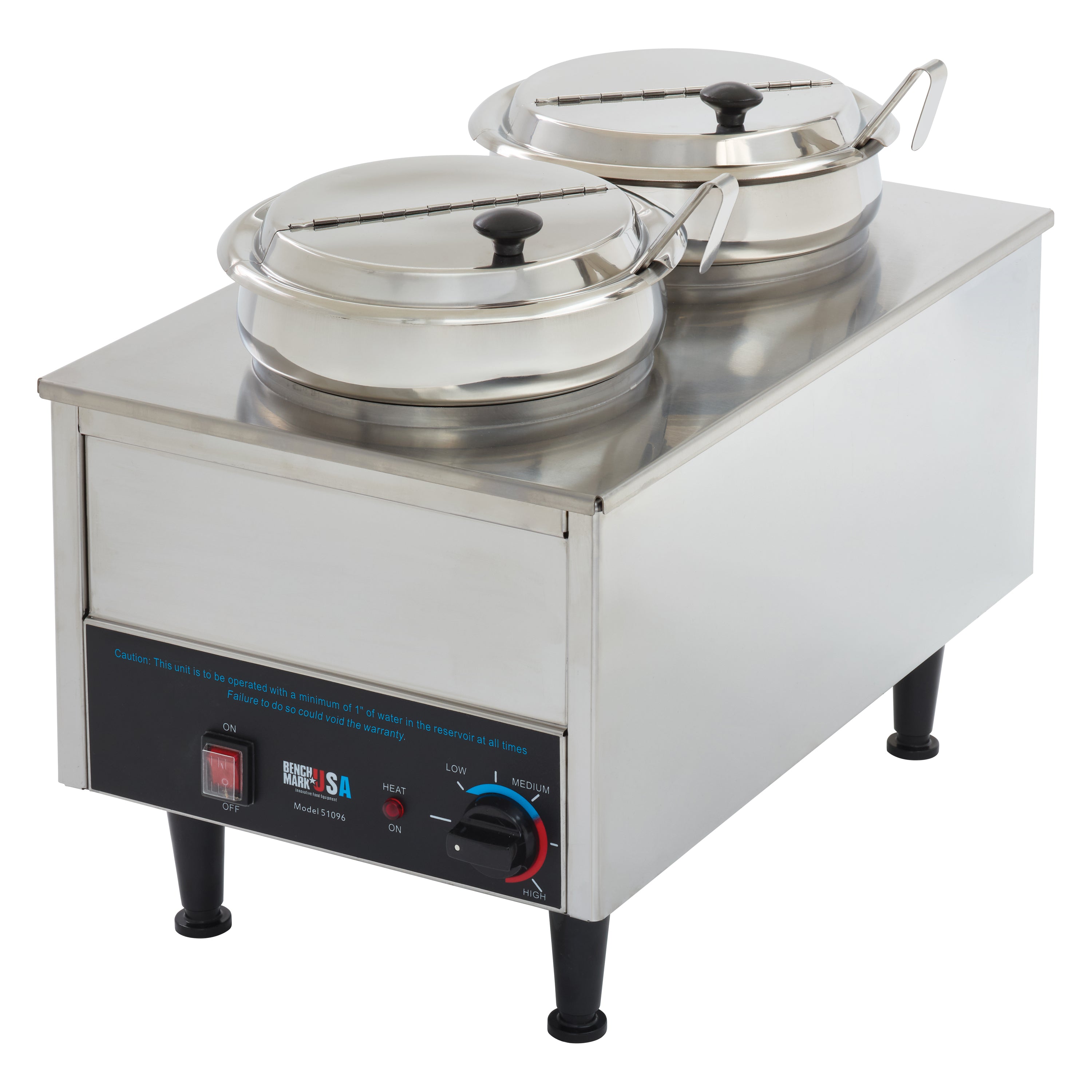 Winco 51072P 21 Inch Benchmark Dual Well Warmer with Hinged Inset Lids ...