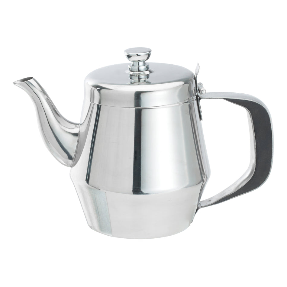 Winco JB2920 20 Oz Gooseneck Teapot Bakelite Handle Mirror Finish Stainless Steel