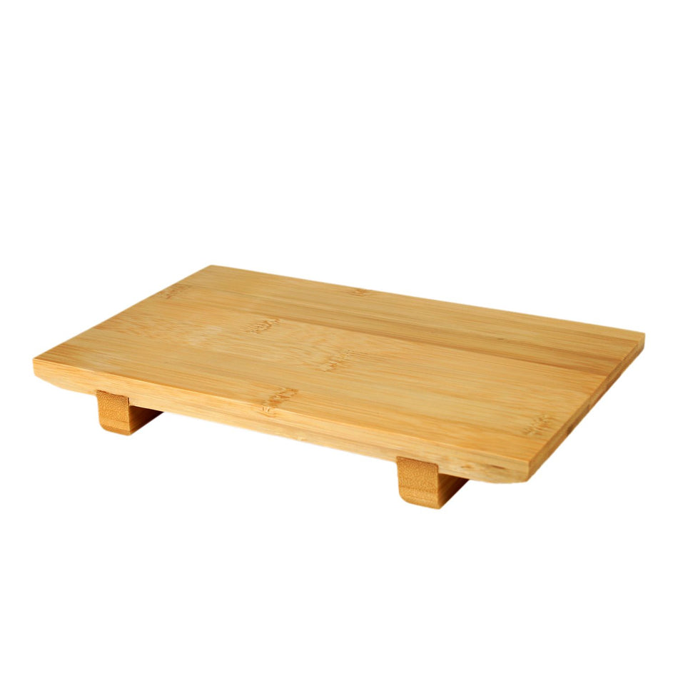 9-1/2" x 6" x 1-1/4" Sushi Plate, Bamboo, No Dishwasher