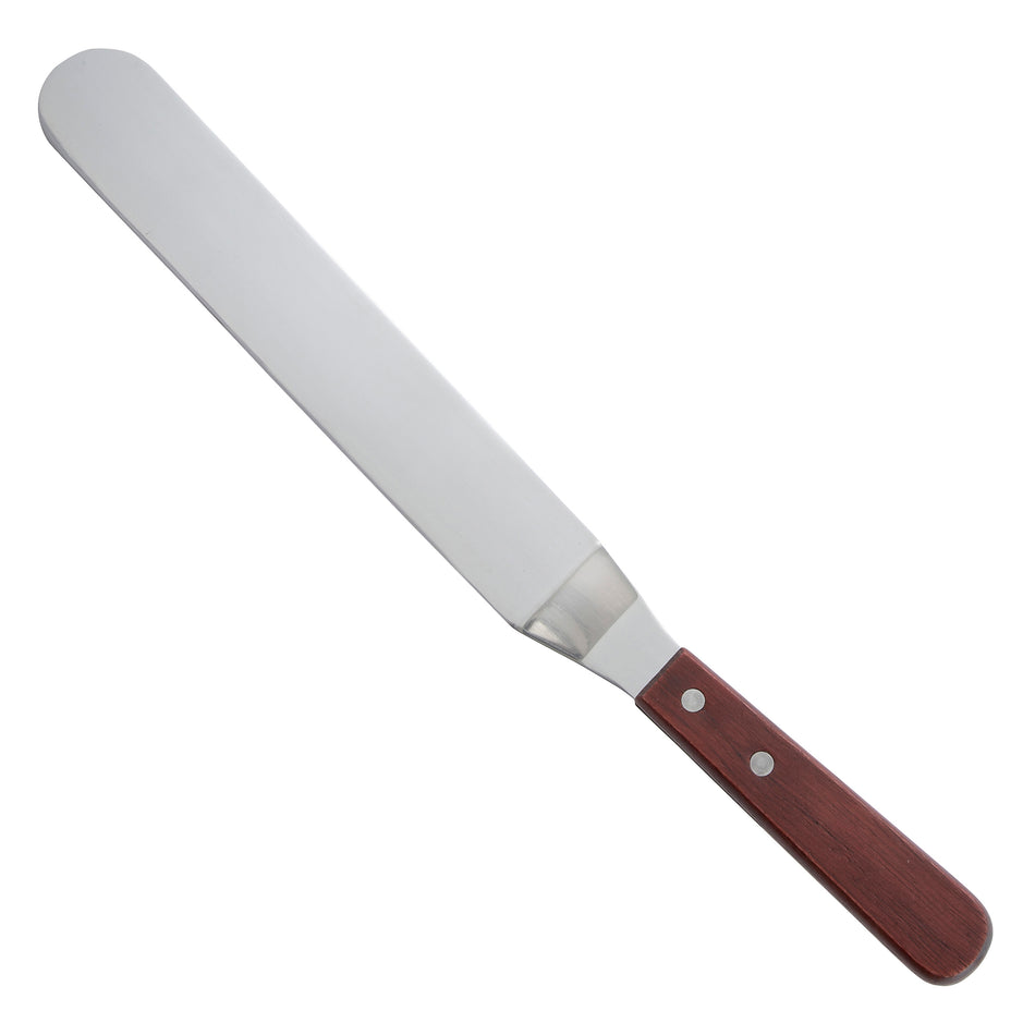 Winco TOS-9 8-1/2 Inch Dishwasher Safe Offset Spatula Wood Handle Satin Finish