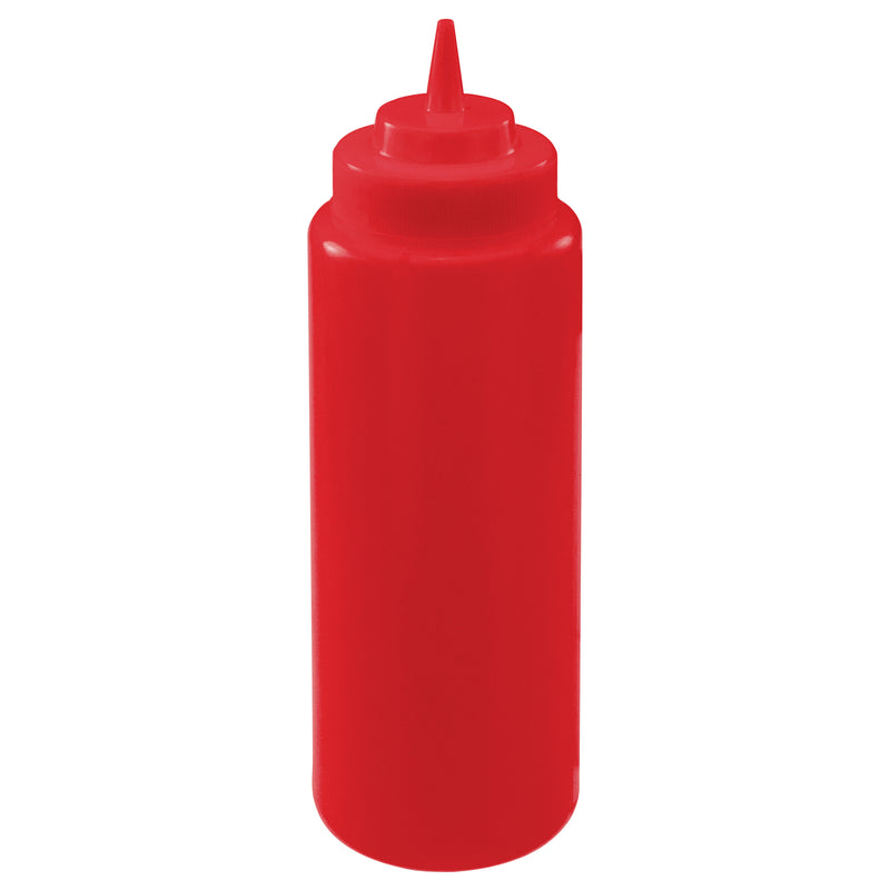 Winco PSW-32R 32 Oz Squeeze Bottle BPA Free Plastic Red 6 Packs