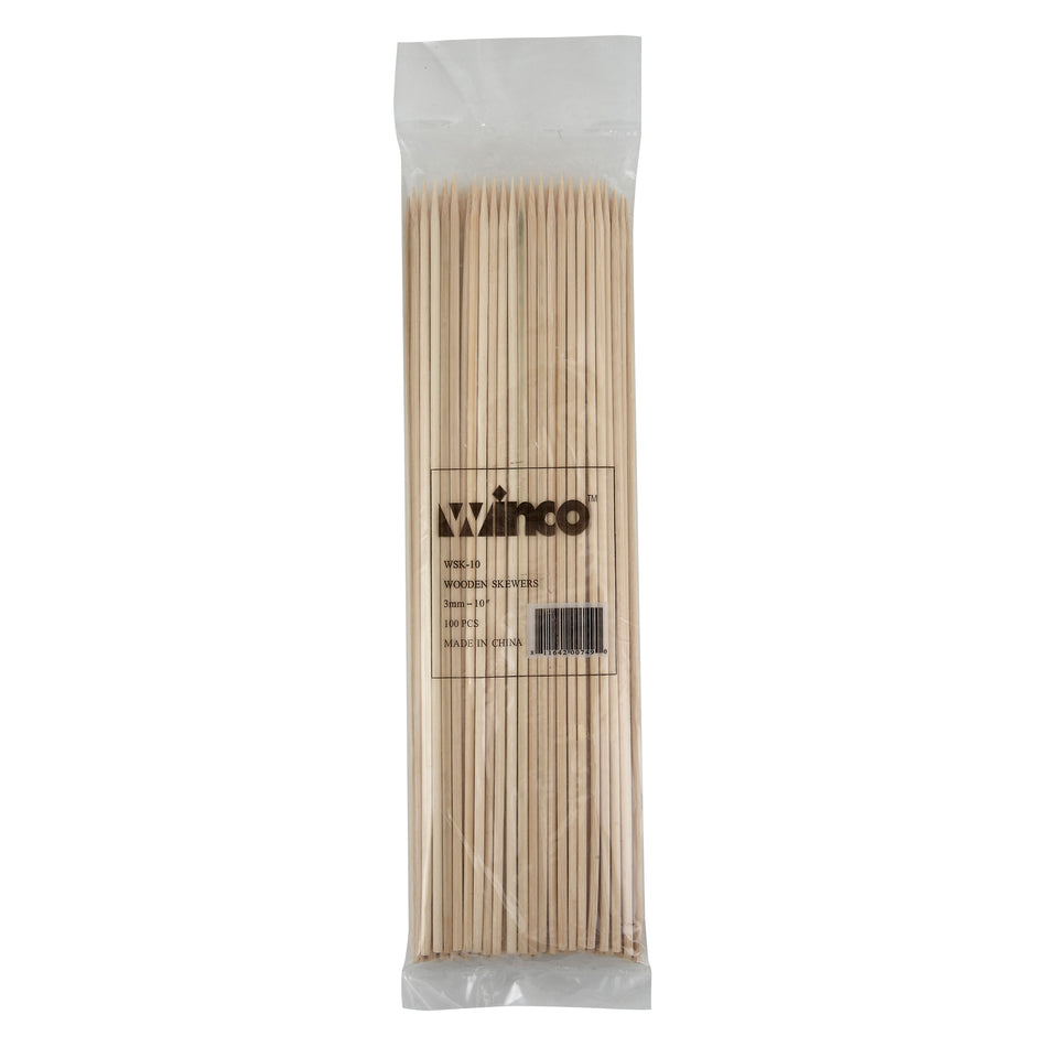 Winco WSK-10 10" Bamboo Skewers, 100/bag