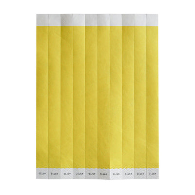 Winco WB-100Y-S Bar Maid Waterproof Tear-Free Wristbands - Yellow Solid (500 Pieces/Pack)