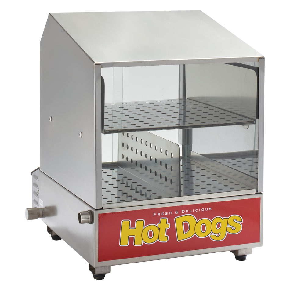 Winco 60048 13 to 15 Inch Stainless Steel Hot Dog Steamer with Adjustable Thermostat
