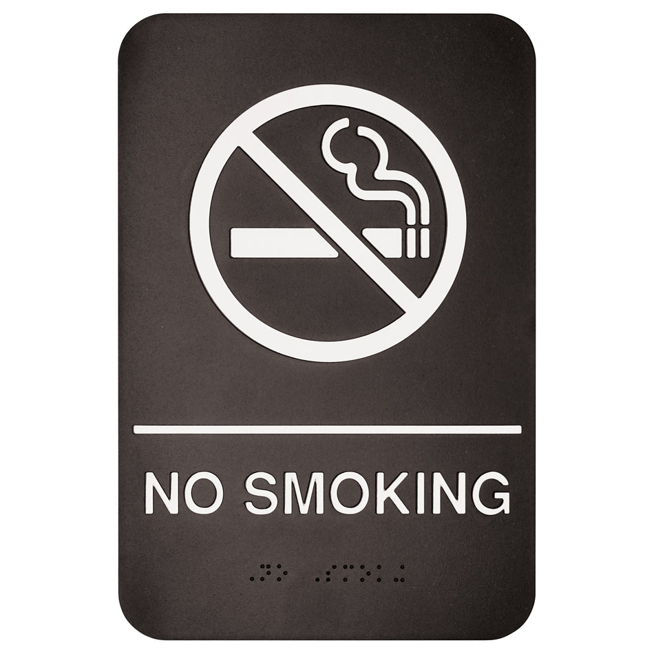 Winco SGNB-601 6 Inch Sign Compliance Braille No Smoking White on Black
