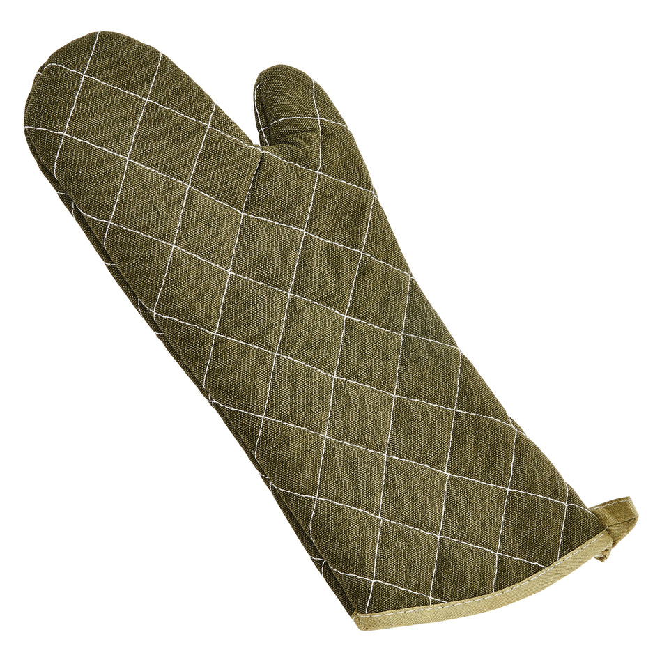 Winco OMF-15 15 Inch Oven Mitt Flame Resistant Cotton Green