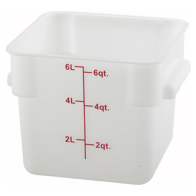 Winco PTSC-6 6 Quart Storage Container Square with Built-in Handles Polypropylene