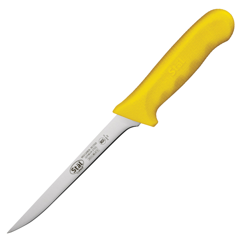 Winco KWP-61Y 6 Inch Blade 10-7/8 Inch Boning Knife High Carbon Steel Yellow Handle