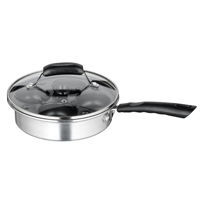 Winco CEP-4 8 Inch Egg Poacher Non-stick with tempered glass lid and cups