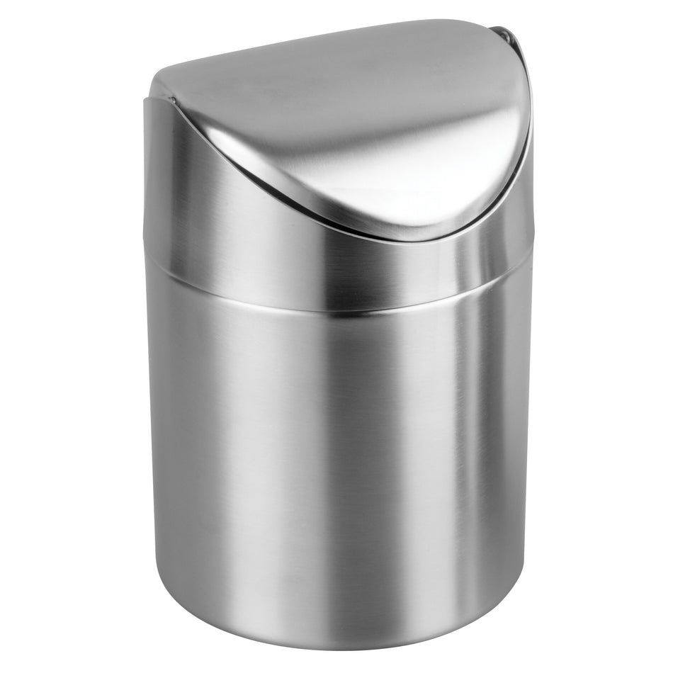 Winco DDSF-101S 4-3/4 Inch Round Mini Waste Can Swing Lid Stainless Steel