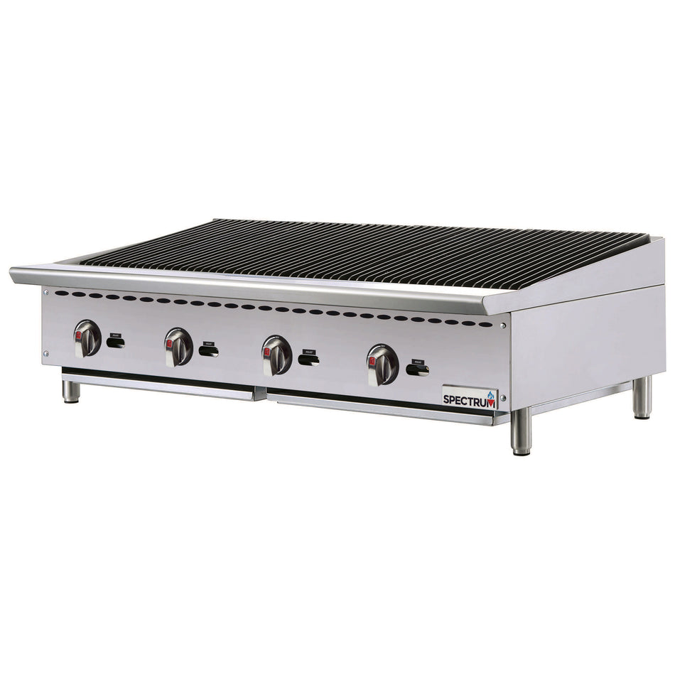 Winco NGCB-48R 48 Inch Charbroiler Gas Countertop with 4 Burners 140000 BTU