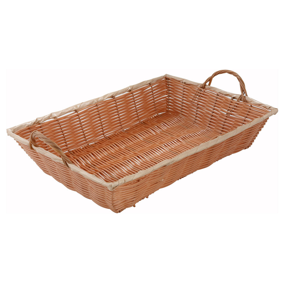 Winco PWBN-16B 16 Inch Woven Basket Rectangular with Handles Polypropylene Natural