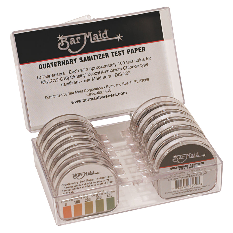 Winco DIS-202 Bar Maid Quaternary Sanitizer Strips in Dispenser