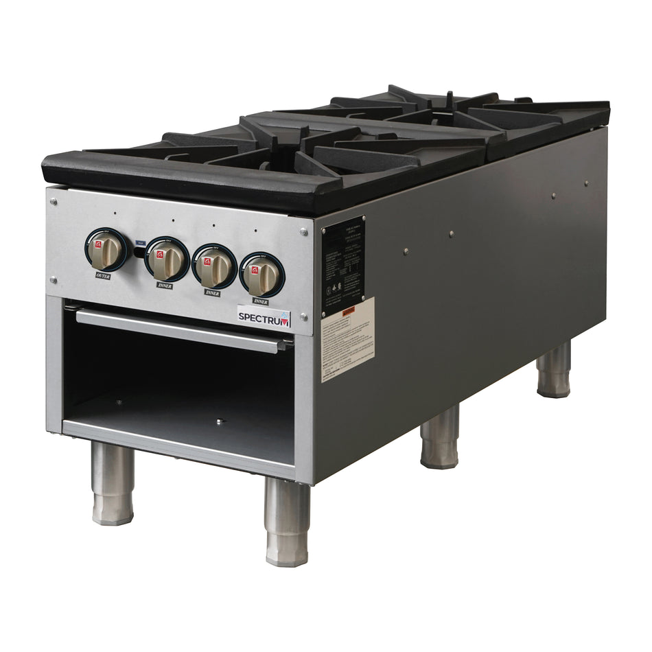 Winco NGSP-2 Spectrum™ Stock Pot Stove Gas (2) Three-ring Cast Iron Burner