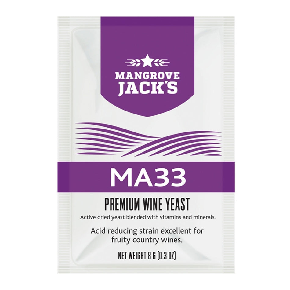 Mangrove Jack's MA33 Wine Yeast - 8g for Zinfandel, Fruit wines and more