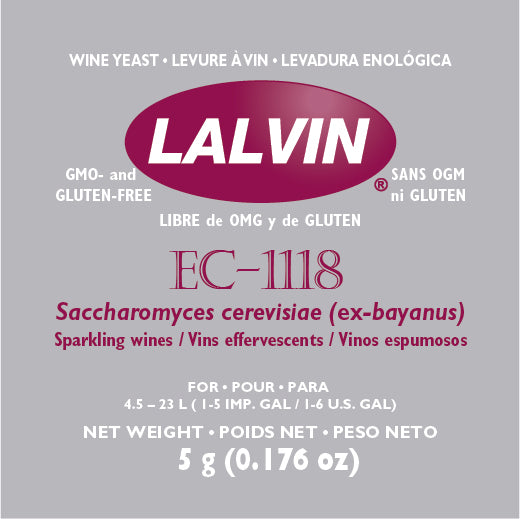 [10 Pack] Lalvin Wine Yeast EC-1118 5g