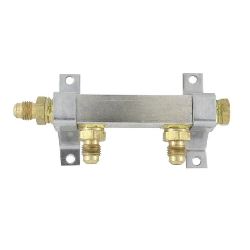 Brass Air Dist 2-Out 1/4inMfl With Chk
