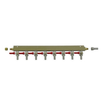 8-Way Aluminum Gas Manifold - 3/8" Barb with Check Valves