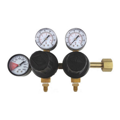 Dual CO2 Regulator 1/4in MFL with Check Valve — 160 to 2000 PSI Commercial Beverage System
