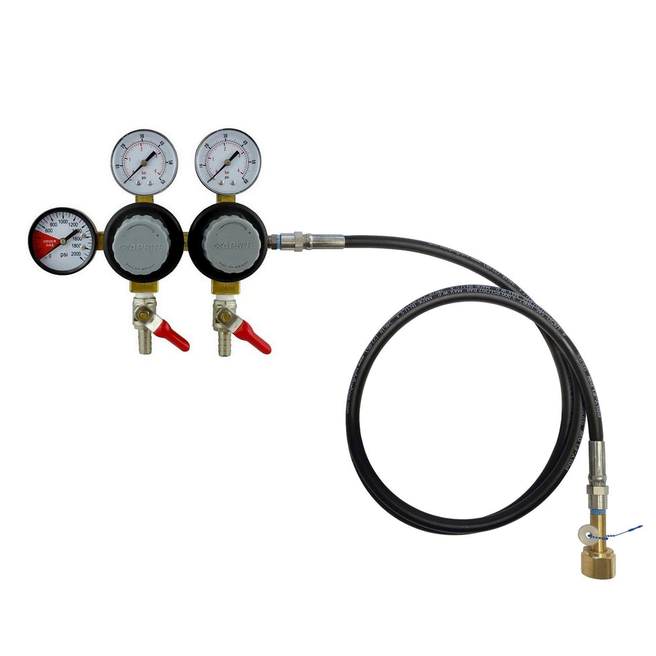 Dbl Co2 Reg-W/6' Hose 3/8inB-So-W/Chk 60:2000Tap