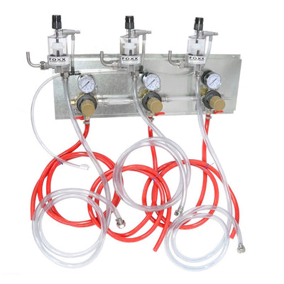 3-Section Regulated Tap Panel - 3 FOB Detectors with Full Tubing Set Draft Beer
