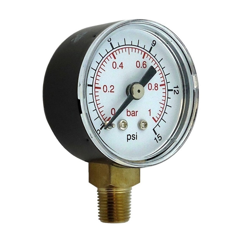 Mini Gauge 1-5in-Dia- 1/8inMpt Btm-Mnt 15 Psi