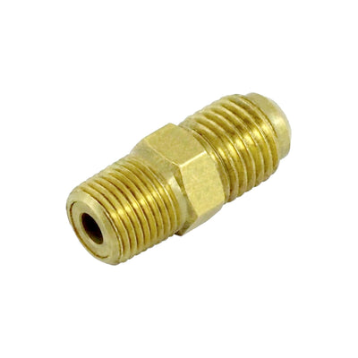 Adapter-W/Check - Heavy-Duty Brass - 1/8"Male Pipe Thread (MPT) > 1/4"Male Flare (MFL)