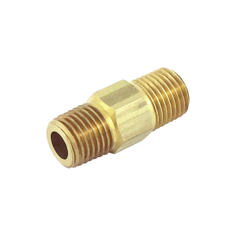 Hex Nipple-Hvy - Heavy-Duty Brass - 1/4"Male Pipe Thread (MPT) X 1/4"Male Pipe Thread (MPT) Brass