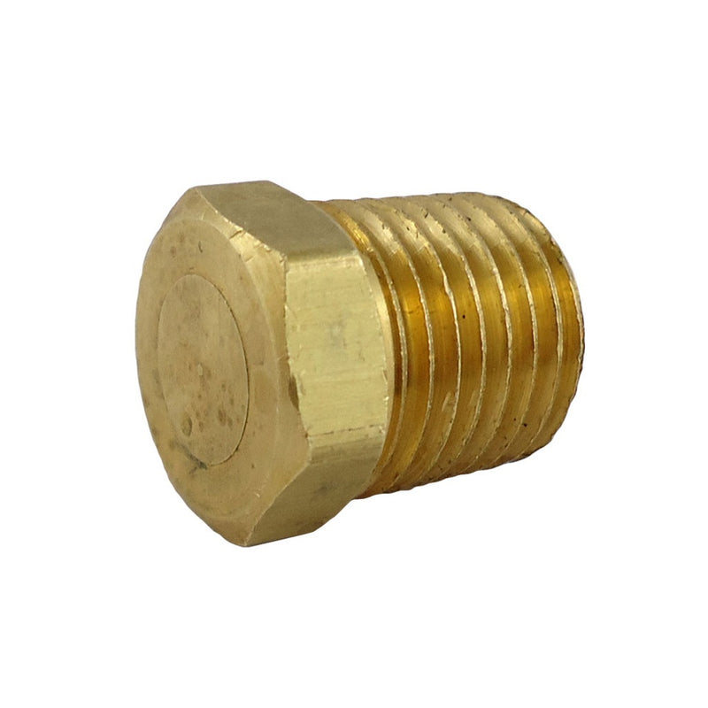 1/4" MPT Heavy-Duty Brass Hex Plug - Threaded Pipe Fitting & Manifold Cap