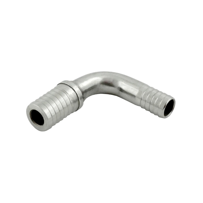 90° Splicer - 304 Stainless Steel - 1/4" Hose Barb X 3/8" Hose Barb