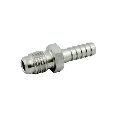 Hose Stem - 304 Stainless Steel - 1/4"Male Flare (MFL) X 1/4" Hose Barb