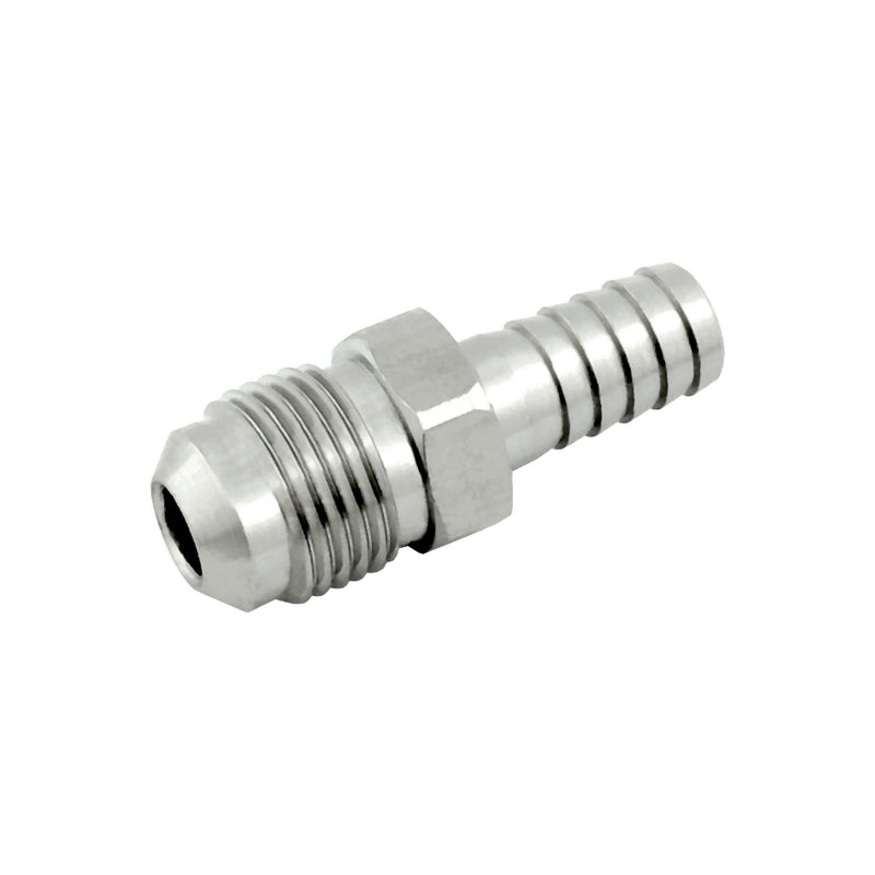 Hose Stem - 304 Stainless Steel - 3/8"Male Flare (MFL) X 3/8" Hose Barb