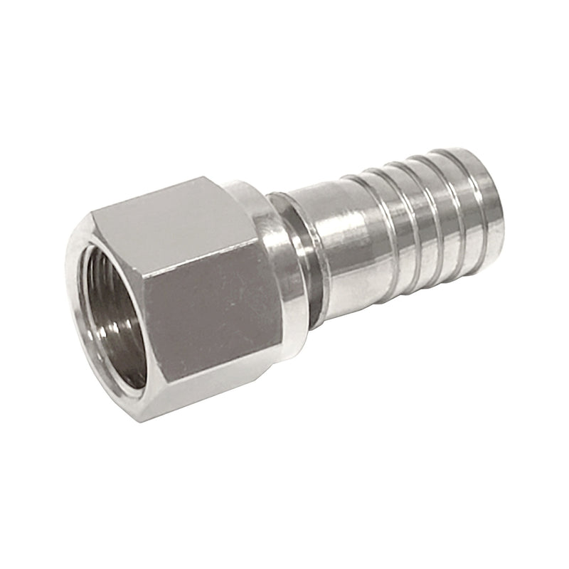 One-Piece Swivel Nut & Stem Set - 304 Stainless Steel - 3/8"Female Flare (FFL) X 1/2" Hose Barb