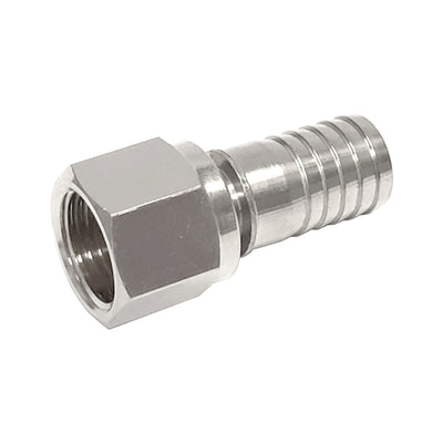 One-Piece Swivel Nut & Stem Set - 304 Stainless Steel - 3/8"Female Flare (FFL) X 1/2" Hose Barb