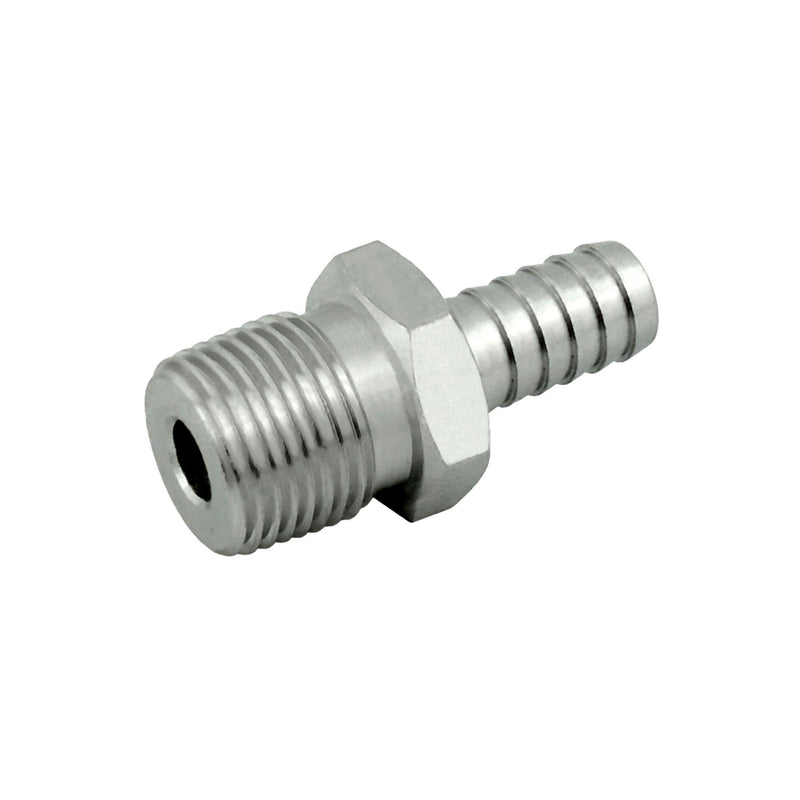 3/8" Barb x 3/8" MPT Hose Barb Adapter - 304 Stainless Steel Pipe-to-Hose Fitting