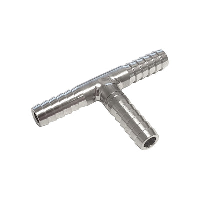 304 Stainless Steel 1/4" Hose Barb Tee - Sanitary 3-Way Splicer