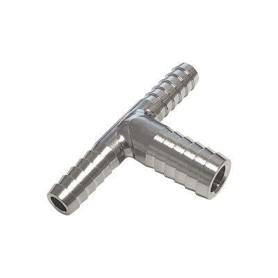 304 Stainless Steel Reducing Barb Tee - 3/8" x 1/4" x 1/4"