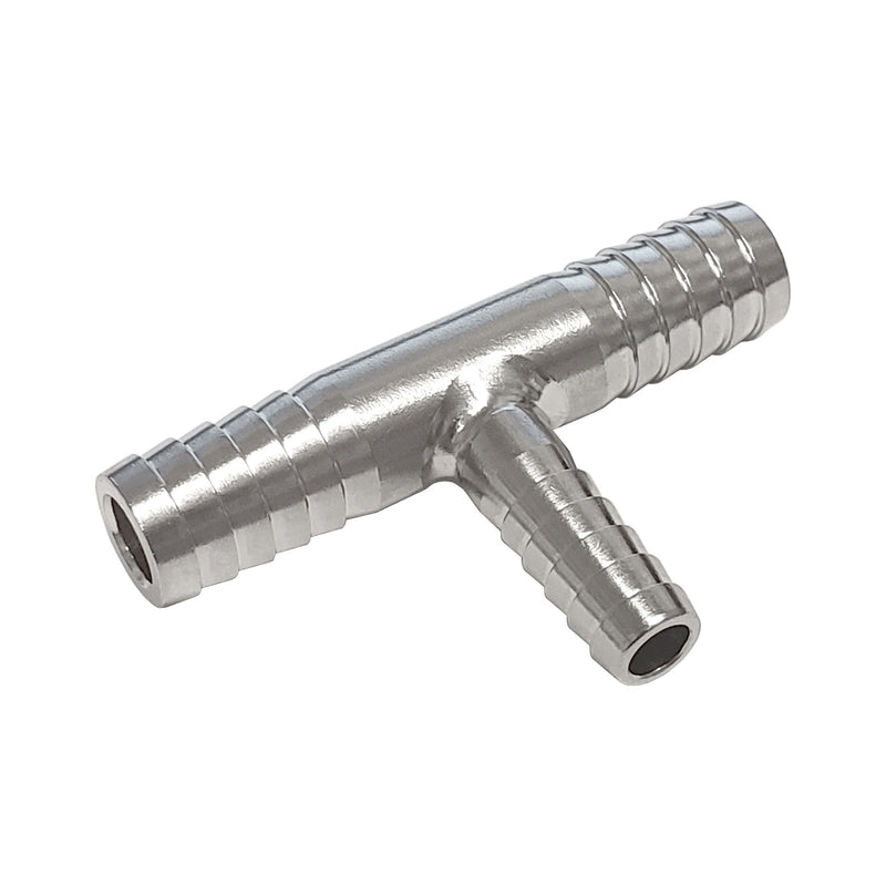 3/8" x 3/8" x 1/4" Reducing Tee Splicer - 304 Stainless Steel Hose Barb Manifold
