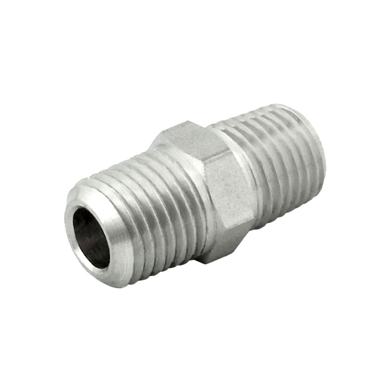 Hex Nipple - 304 Stainless Steel - 3/8"Male Pipe Thread (MPT) X 3/8"Male Pipe Thread (MPT)