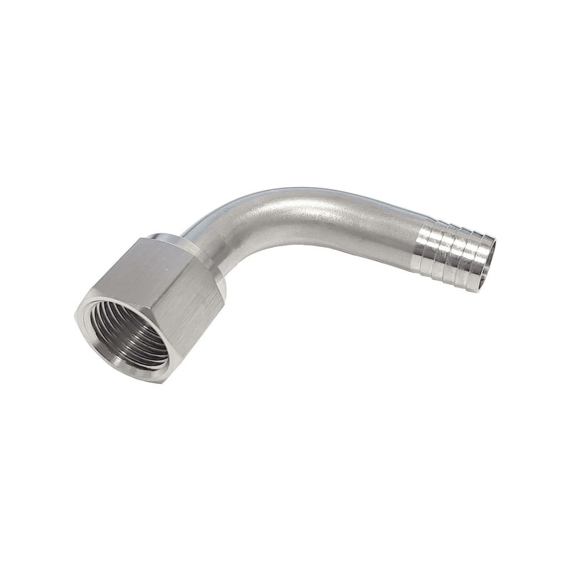 90° Swivel Elbow - 304 Stainless Steel - 1/2"Female Flare (FFL) X 1/2" Hose Barb