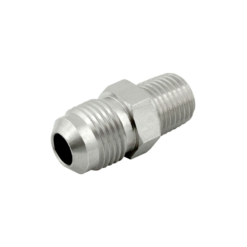 Hex Adapter - 304 Stainless Steel - 1/4"Male Flare (MFL) X 1/8"Male Pipe Thread (MPT)