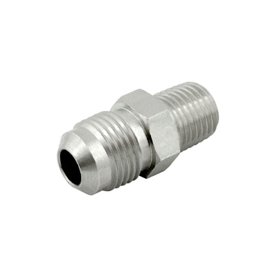 Hex Adapter - 304 Stainless Steel - 1/4"Male Flare (MFL) X 1/8"Male Pipe Thread (MPT)