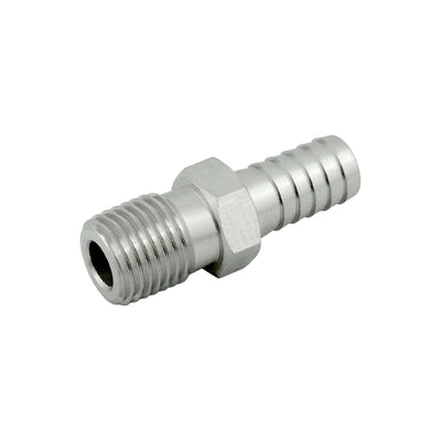 Hose Barb Adapter - 304 Stainless Steel - 1/2" Hose Barb X 3/8"Male Pipe Thread (MPT)