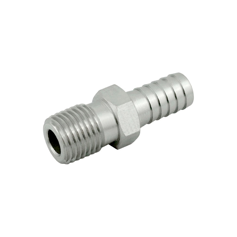 Hose Barb Adapter - 304 Stainless Steel - 1/2" Hose Barb X 3/8"Male Pipe Thread (MPT)