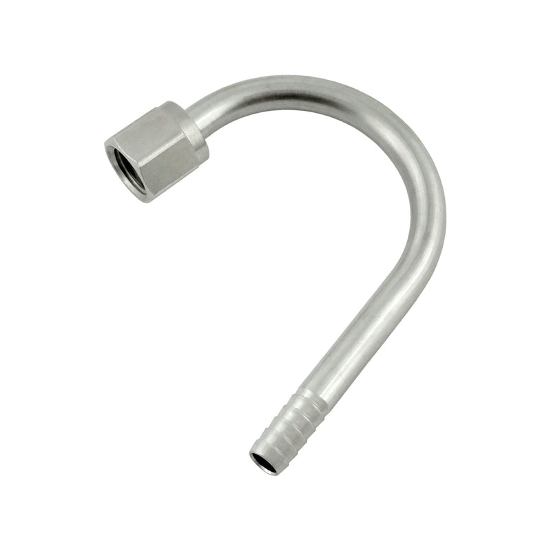 180° Swivel Elbow - 304 Stainless Steel - 1/4"Female Flare (FFL) X 1/4" Hose Barb