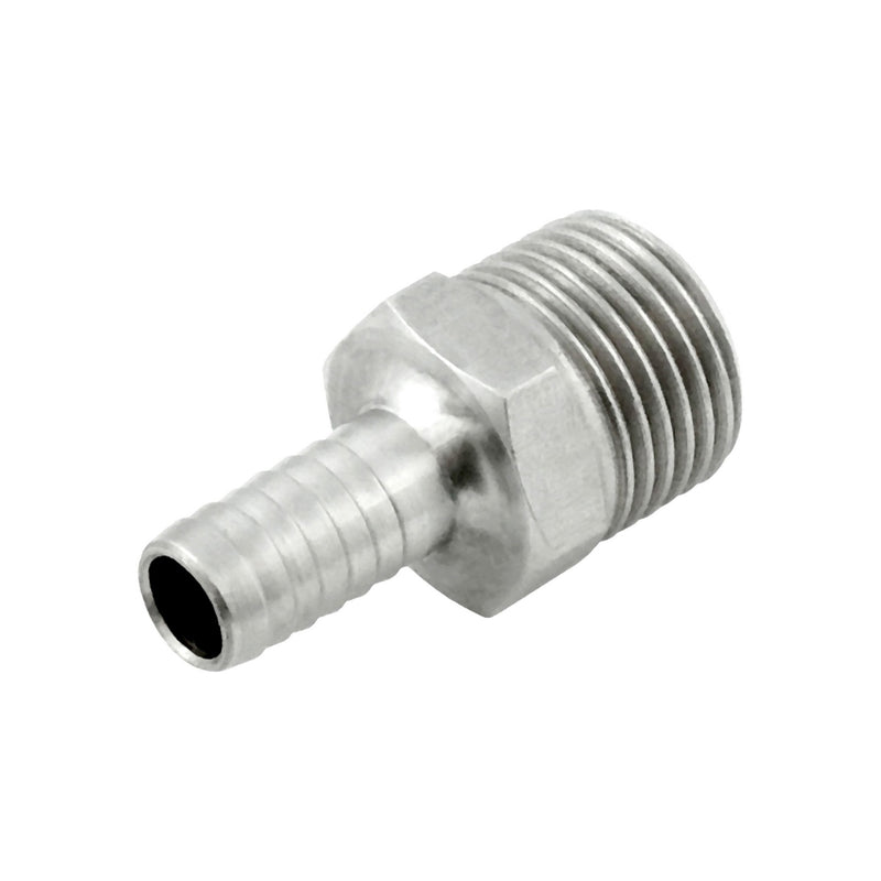 CO2 Adapter - 304 Stainless Steel - Male-CO2 X 3/8" Hose Barb
