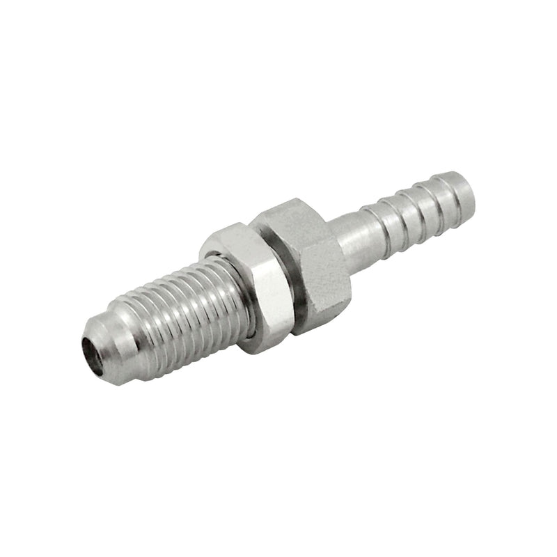 Panel Mount Adapter - 304 Stainless Steel - 1/4"Male Flare (MFL) X 1/4" Hose Barb