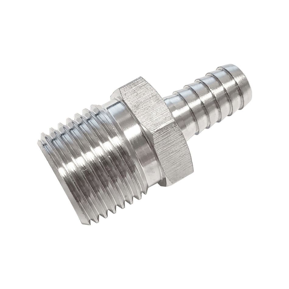 Hose Barb Adapter 3/8inB X 1/2inMpt 304 S/S
